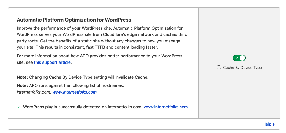 automatic platform optimization for wordpress toggle on