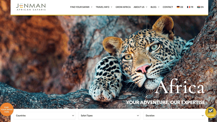 Jenman Safaris Generatepress Premium Example 
