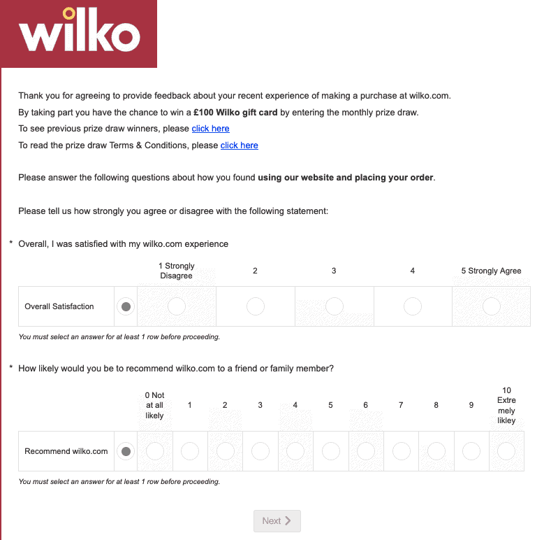 Wilko Csat Survey Examples