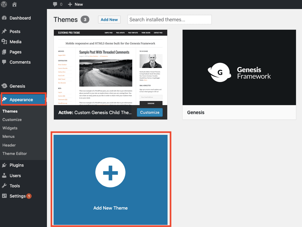 Add New Theme WordPress