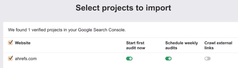 Ahrefs Site Audit Setup