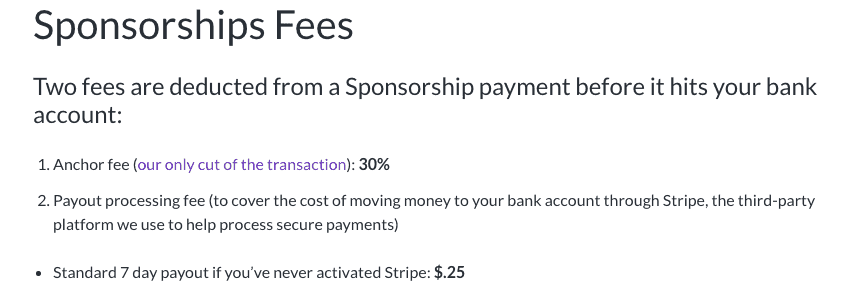 Anchor Fm Sponsorship Percentage