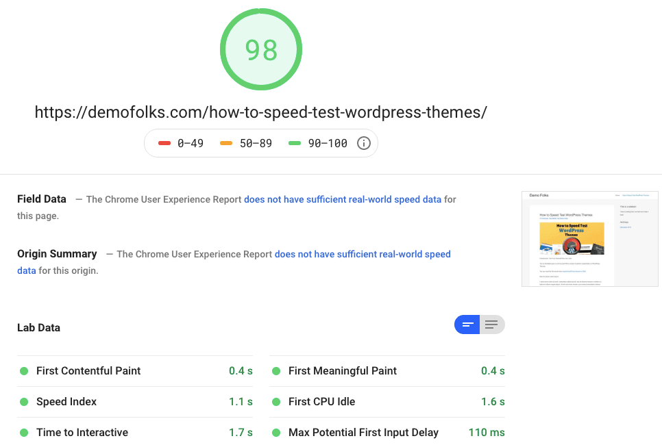 Astra Pagespeed Desktop