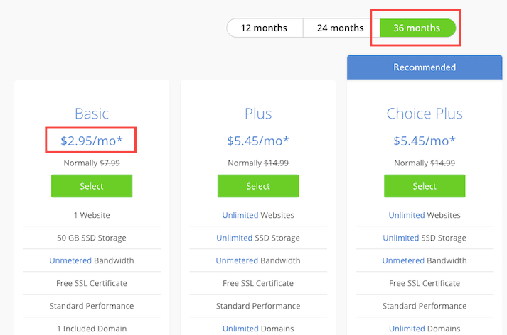 Bluehost 36 Months 295