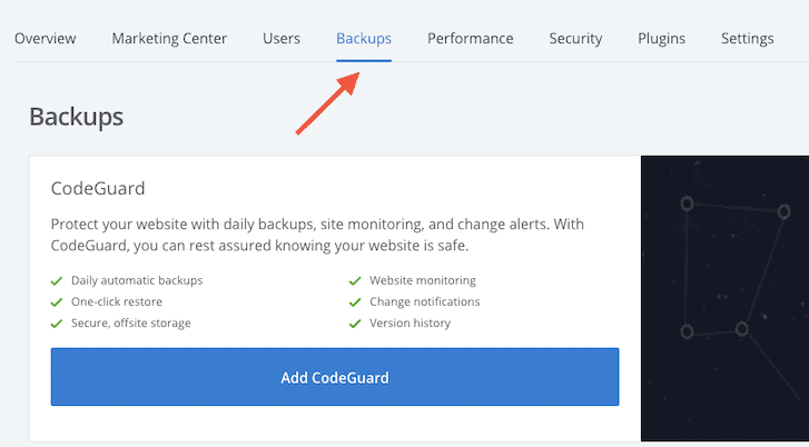 Bluehost Backups Codeguard