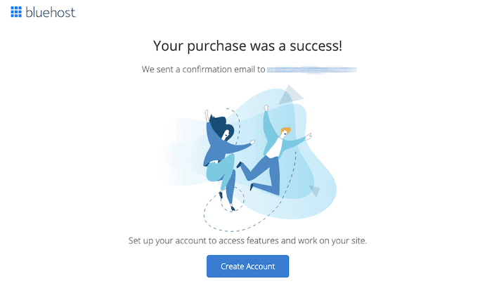 Bluehost Sign Up Success