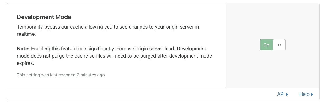 Cloudflare Development Mode