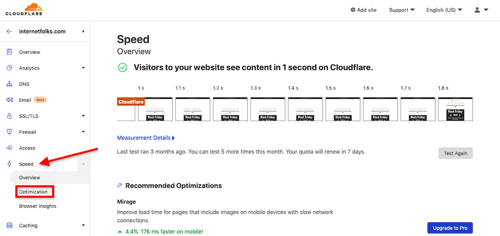 cloudflare speed settings