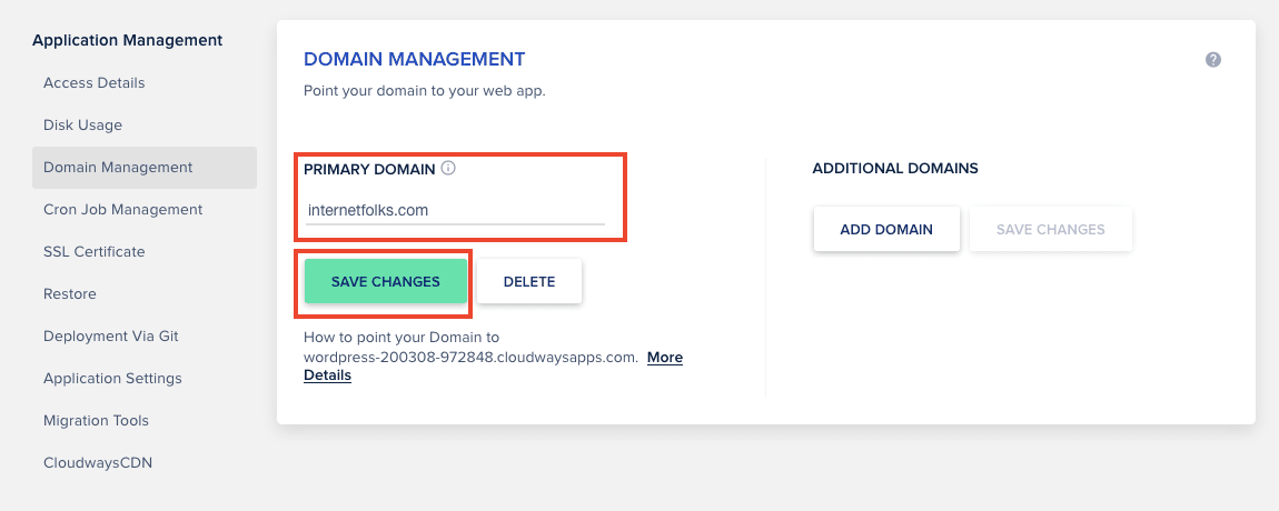 Cloudways Add Domain Name