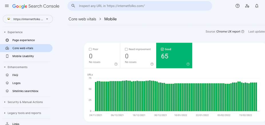 core web vitals search console