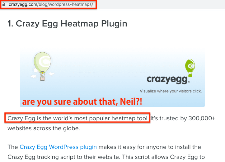 Crazy Egg False Claim
