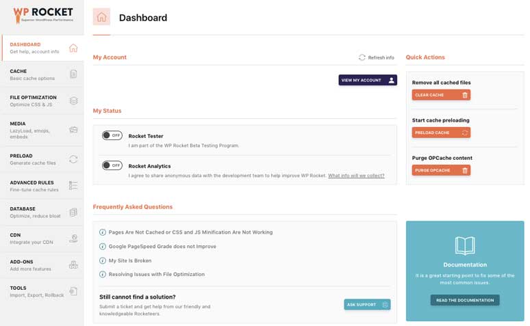 dashboard-wp-rocket