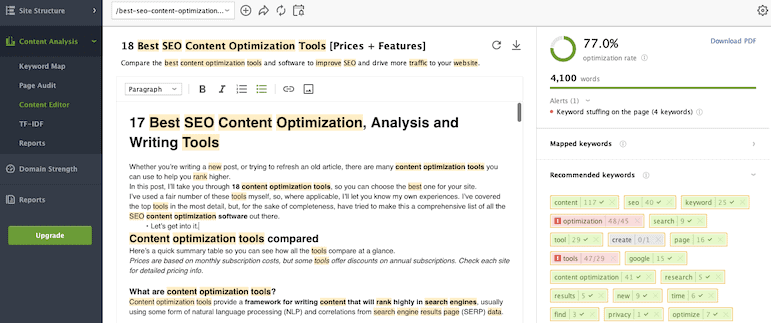 Seo Powersuite Content Editor Tool Example