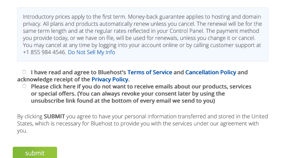 Sign Up For Bluehost Step8